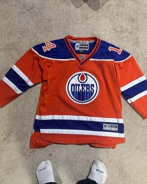 Edmonton Oilers Jordan Eberle #14 Orange Heritage Reebok Youth L/XL Hockey Jerse